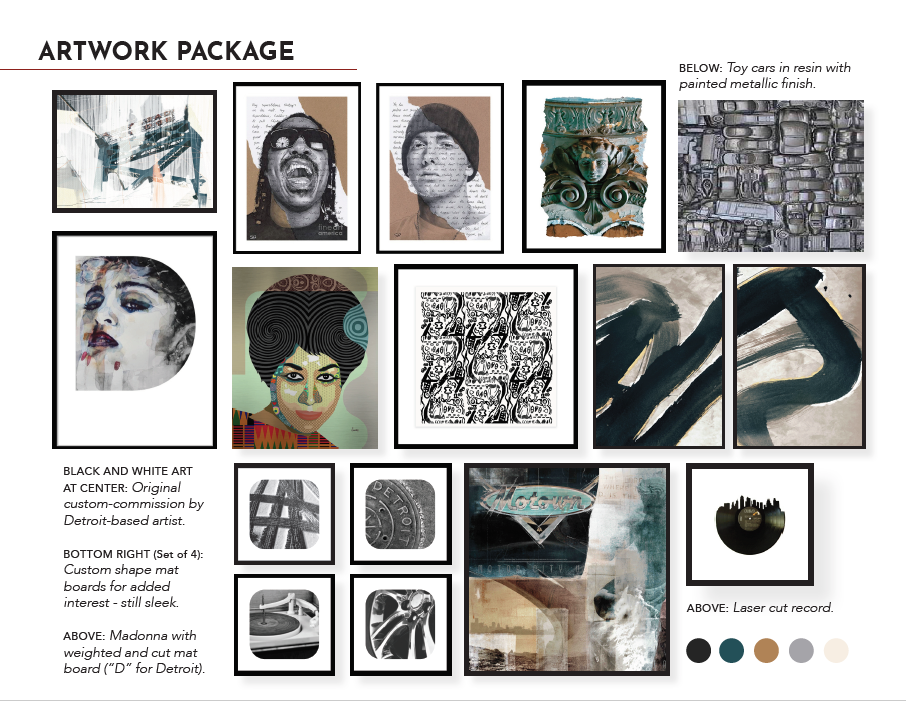 A work package with many different paintings and pictures.