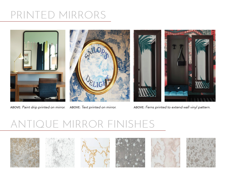 A page with different types of mirrors and designs.