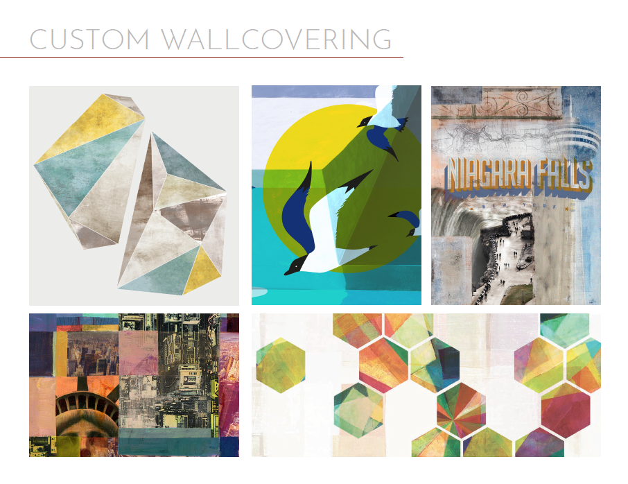A collage of different types of wall covering.