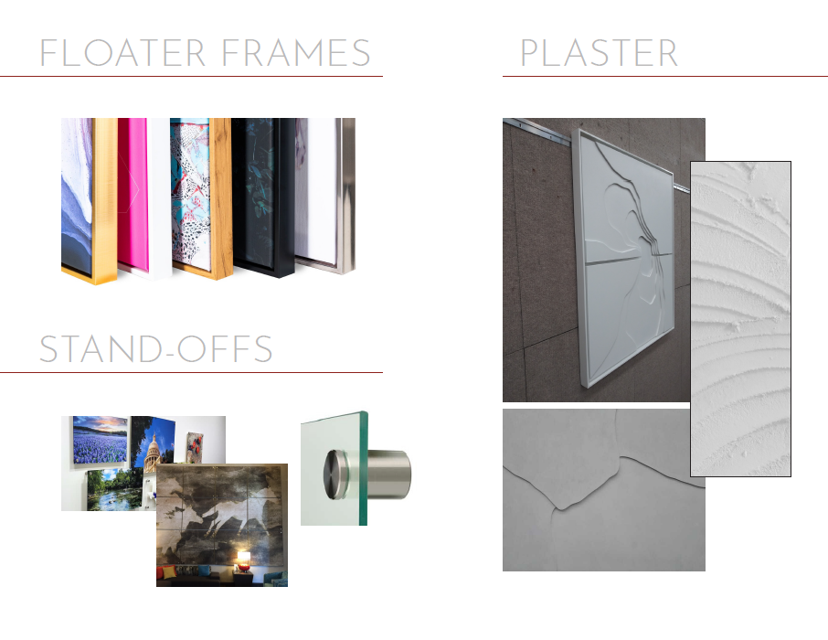 A collage of different types of frames and papers.